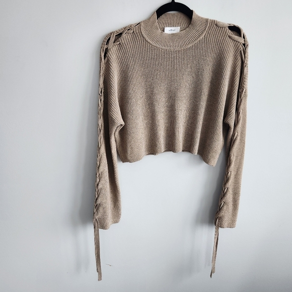ARITZIA Wilfred Salome Knit Top Pullover Lace Up Sleeves Earth Fairy Goblincore - Picture 2 of 11